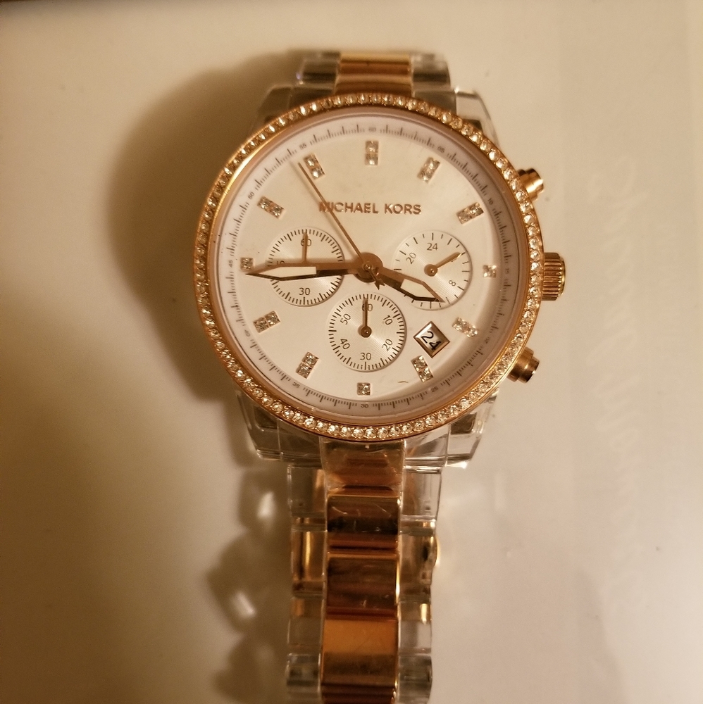Michael Kors Gold Acrylic Clear Watch